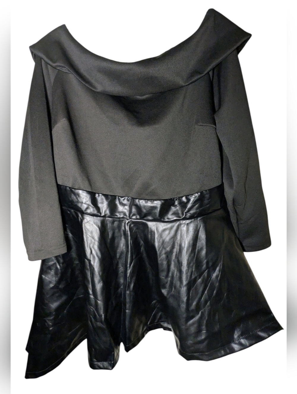 NWT Ashley Stewart Black Faux Leather Peplum Asymmetrical Top Plus Size 14/16